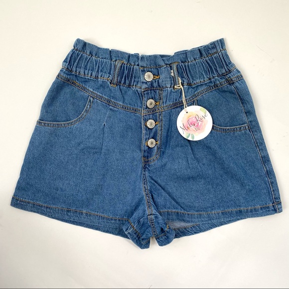 Just In!! Paperbag Button fly Denim Mom Shorts - Picture 3 of 6